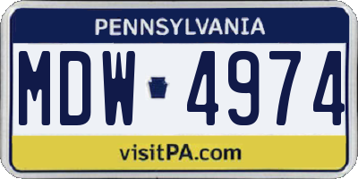 PA license plate MDW4974