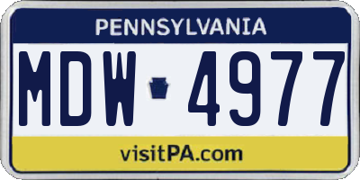 PA license plate MDW4977