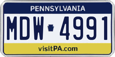 PA license plate MDW4991