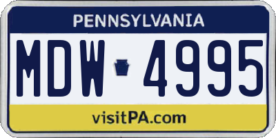 PA license plate MDW4995