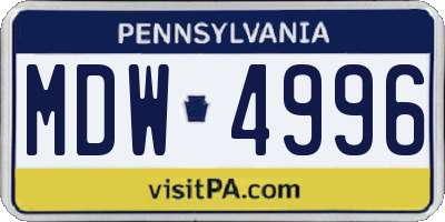 PA license plate MDW4996