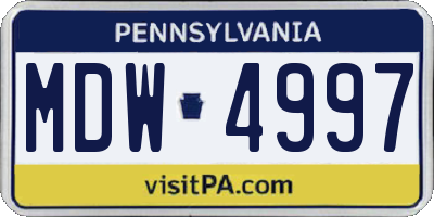 PA license plate MDW4997