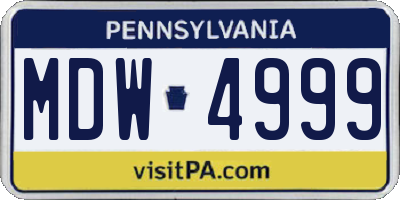 PA license plate MDW4999