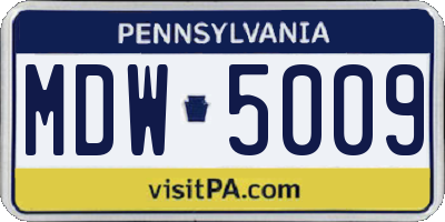 PA license plate MDW5009