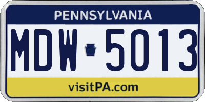 PA license plate MDW5013
