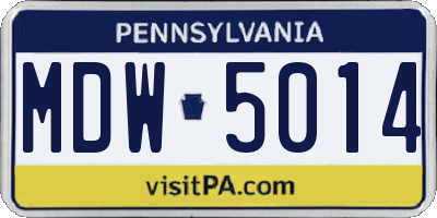 PA license plate MDW5014