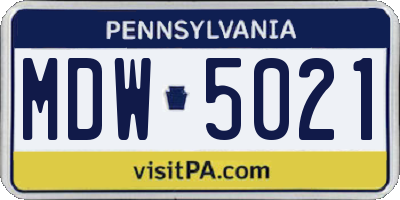PA license plate MDW5021