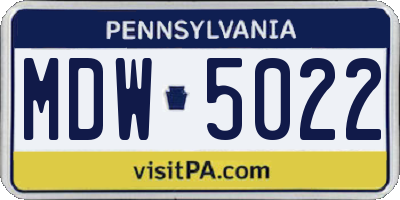 PA license plate MDW5022