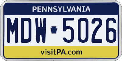 PA license plate MDW5026