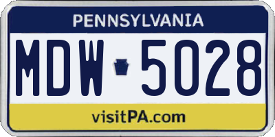 PA license plate MDW5028