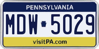 PA license plate MDW5029