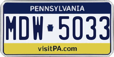 PA license plate MDW5033