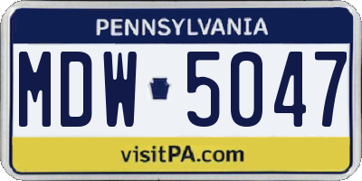 PA license plate MDW5047