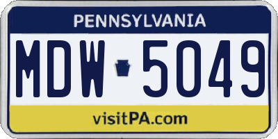 PA license plate MDW5049