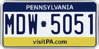 PA license plate MDW5051