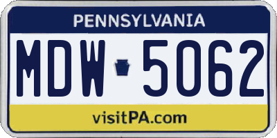 PA license plate MDW5062