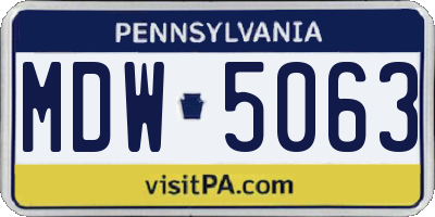 PA license plate MDW5063