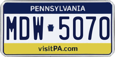 PA license plate MDW5070