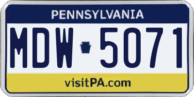 PA license plate MDW5071