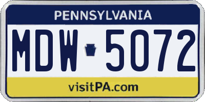 PA license plate MDW5072