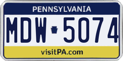 PA license plate MDW5074