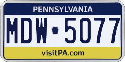PA license plate MDW5077