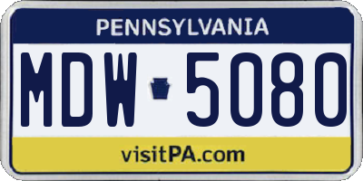 PA license plate MDW5080