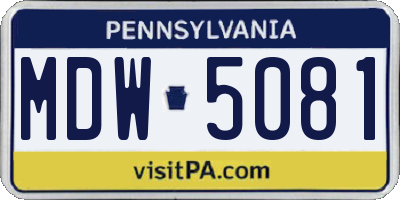 PA license plate MDW5081
