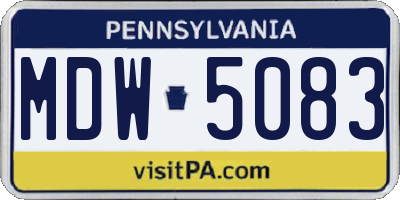 PA license plate MDW5083