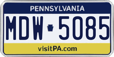 PA license plate MDW5085