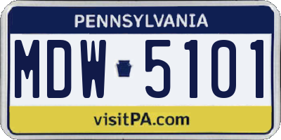 PA license plate MDW5101