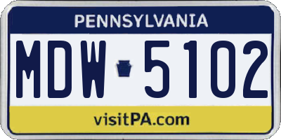 PA license plate MDW5102