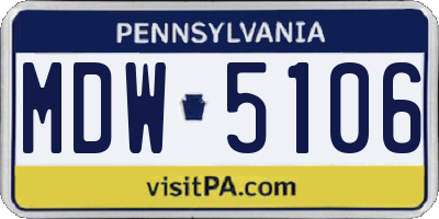 PA license plate MDW5106