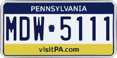 PA license plate MDW5111
