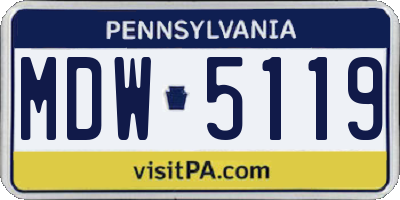 PA license plate MDW5119