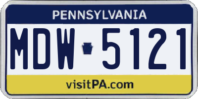 PA license plate MDW5121