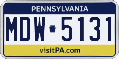 PA license plate MDW5131