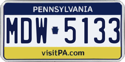 PA license plate MDW5133