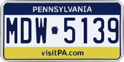 PA license plate MDW5139
