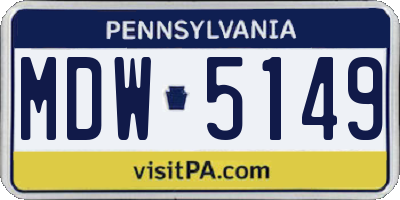 PA license plate MDW5149