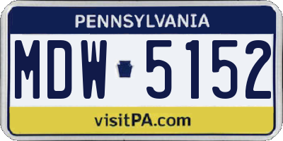 PA license plate MDW5152