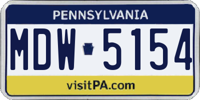 PA license plate MDW5154