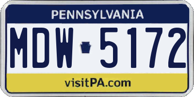 PA license plate MDW5172