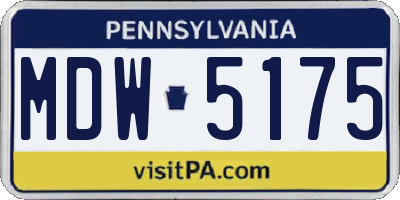 PA license plate MDW5175