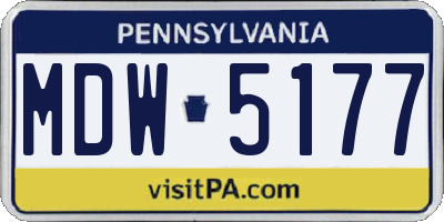 PA license plate MDW5177