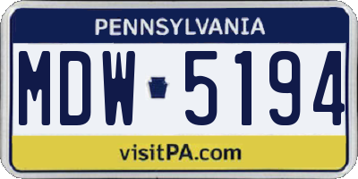 PA license plate MDW5194