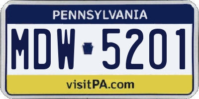 PA license plate MDW5201