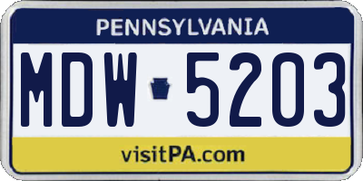 PA license plate MDW5203