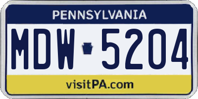 PA license plate MDW5204