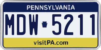 PA license plate MDW5211